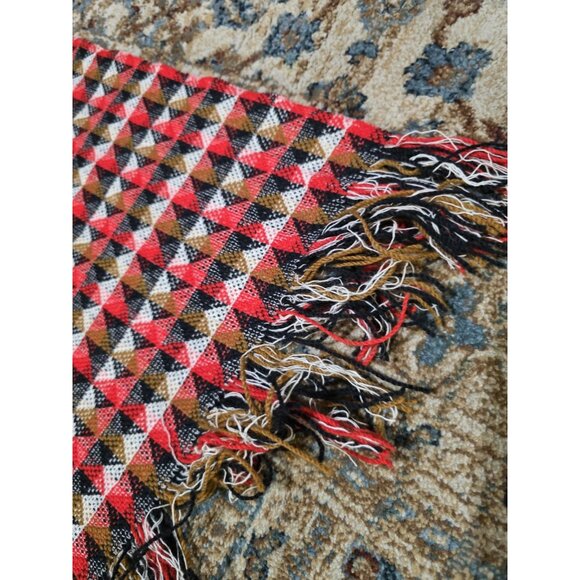 Vintage 100 Percent Virgin Wool Aztec Blanket 72x50 W/tassels Good Condition - Picture 5 of 10